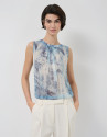Top fruncido tejido ligero tonos azules - Mujer | Roberto Verino