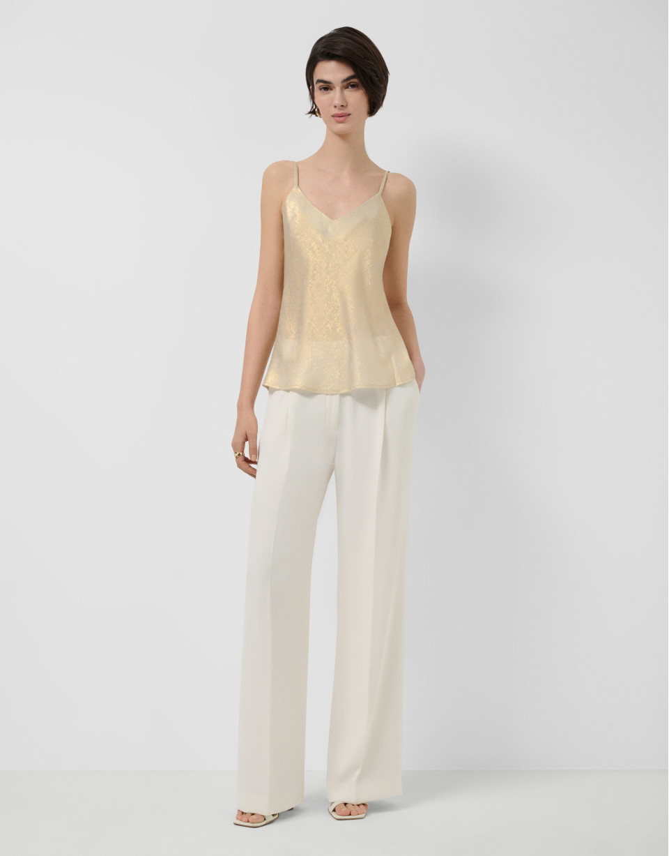 Gold shiny laminated fabric armhole top - Woman | Roberto Verino