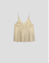 Top sisas tejido laminado brillo dorado - Mujer | Roberto Verino