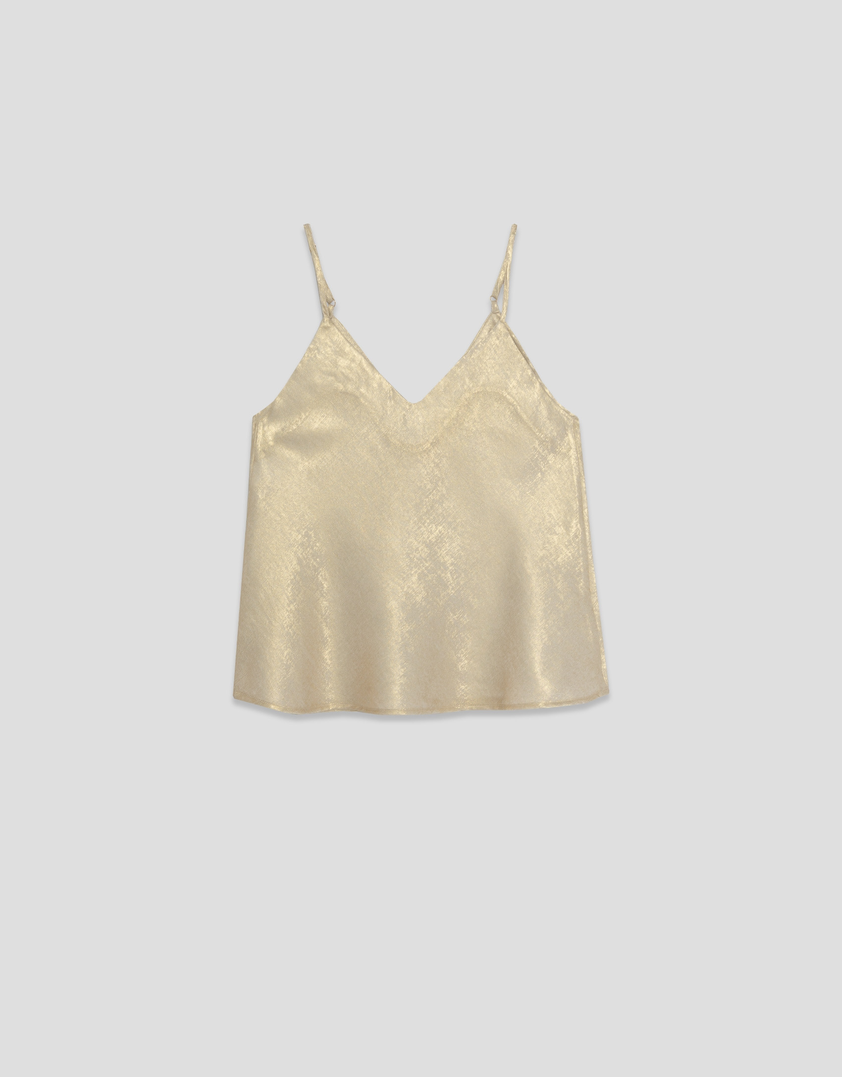 Gold shiny laminated fabric armhole top - Woman | Roberto Verino