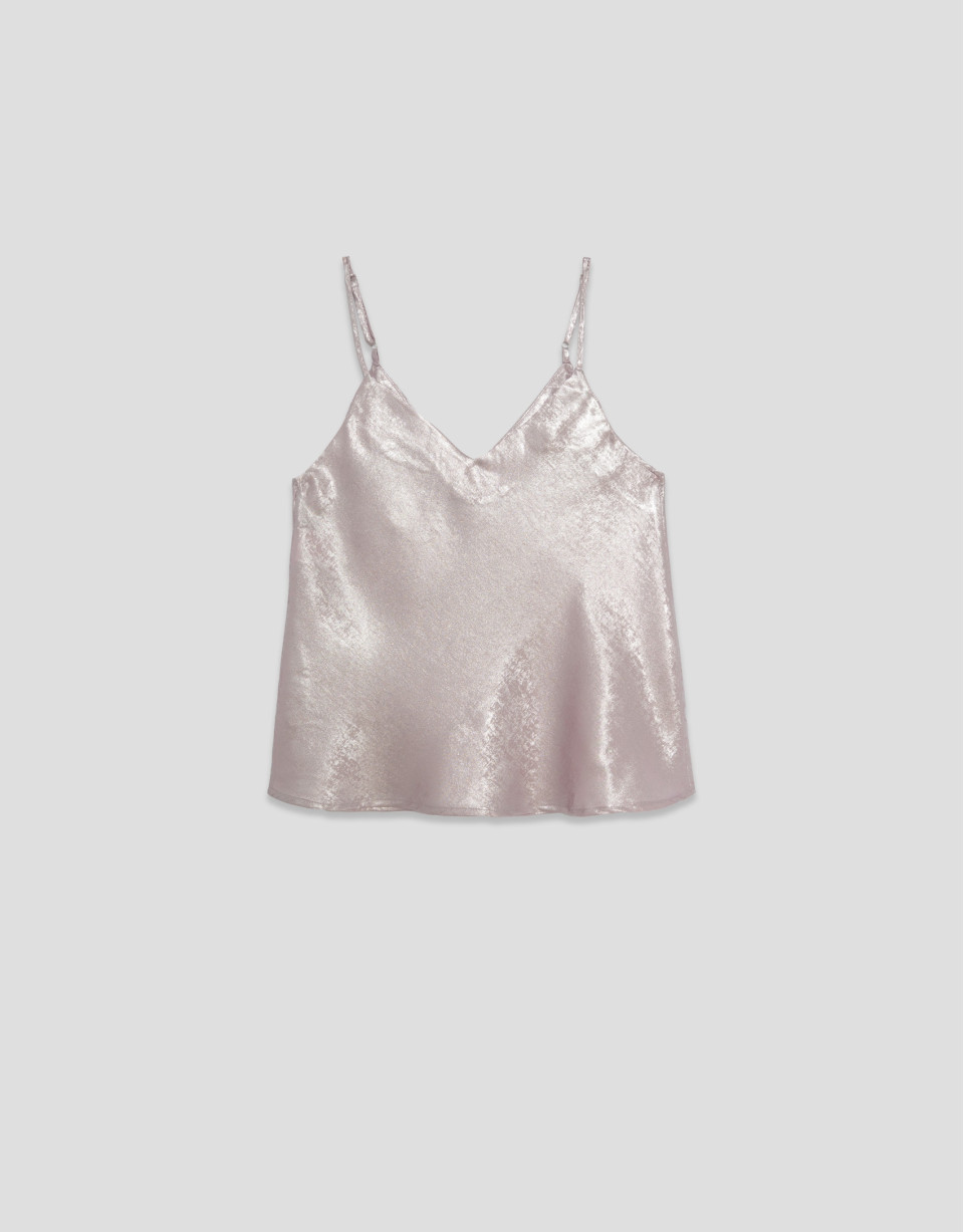 Pink shiny laminated fabric top - Woman | Roberto Verino