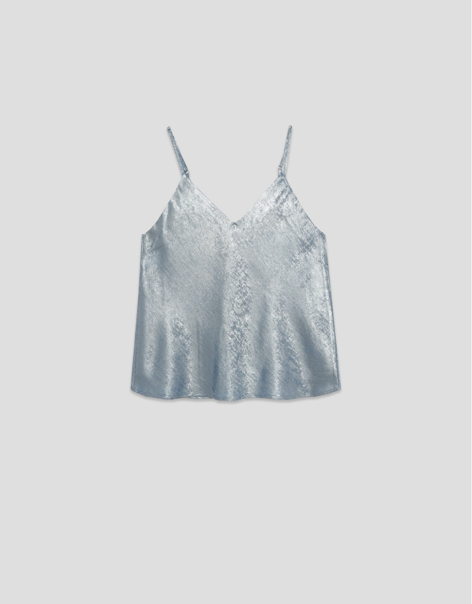 Light blue shiny laminated fabric top - Woman | Roberto Verino