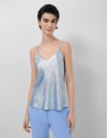 Light blue shiny laminated fabric top - Woman | Roberto Verino