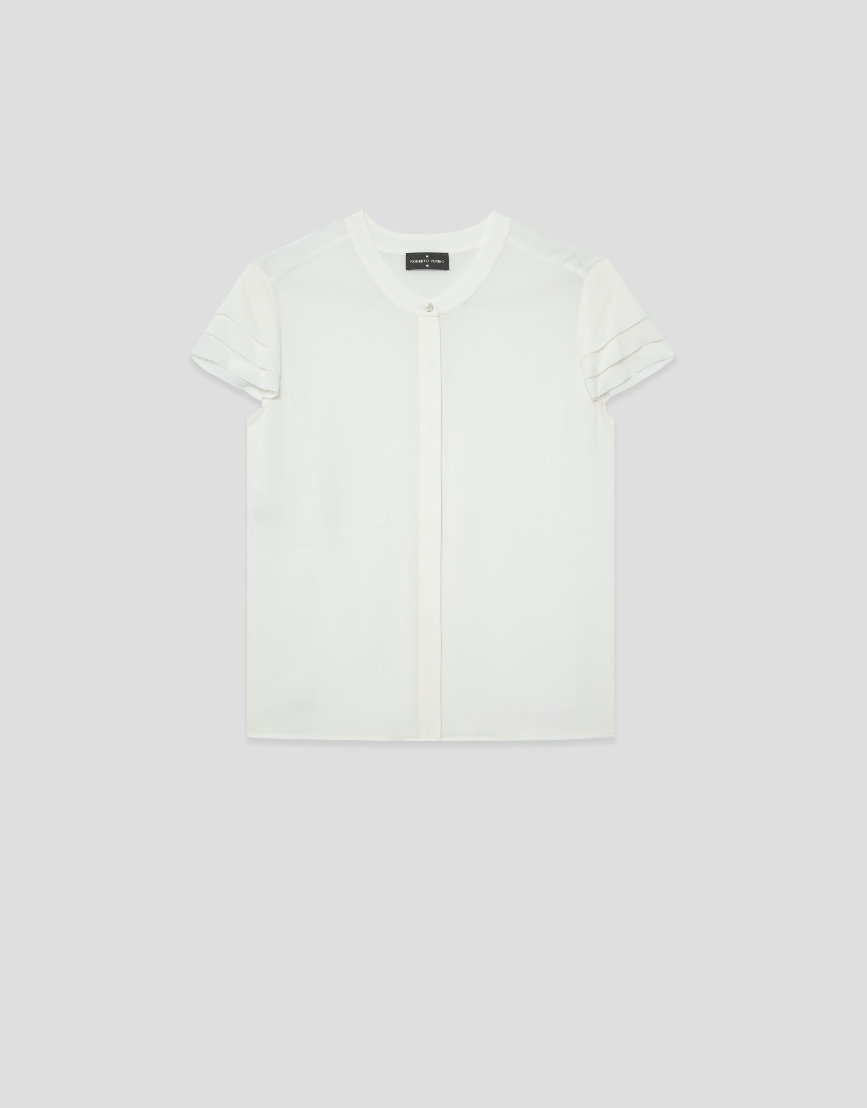 Blusa manga corta con volantes crudo - Mujer | Roberto Verino