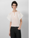 Blusa ramio blanco con bordado floral - Mujer | Roberto Verino
