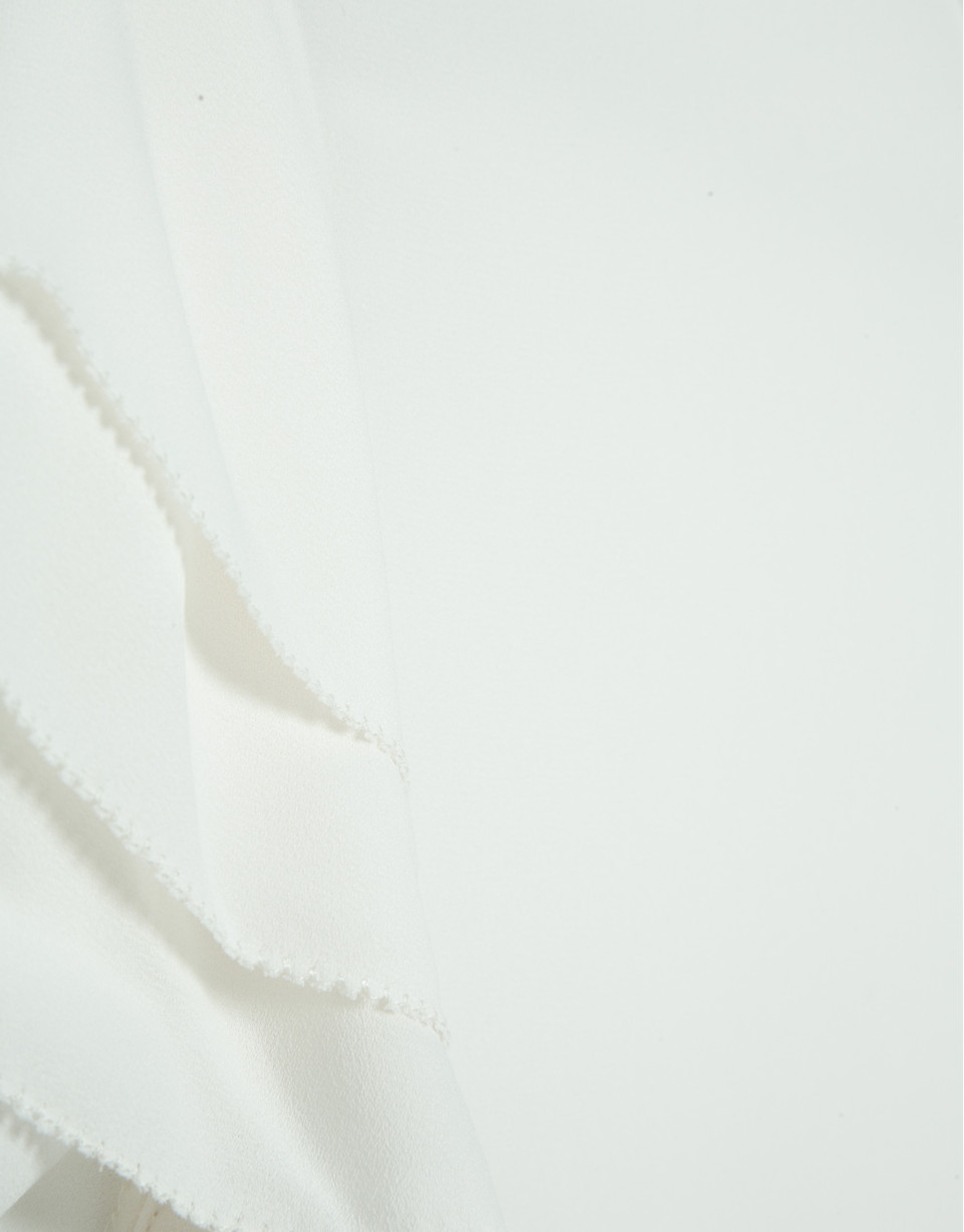 Ecru short-sleeved blouse with ruffles - Woman | Roberto Verino