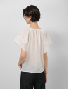 White ramie blouse with floral embroidery | Roberto Verino