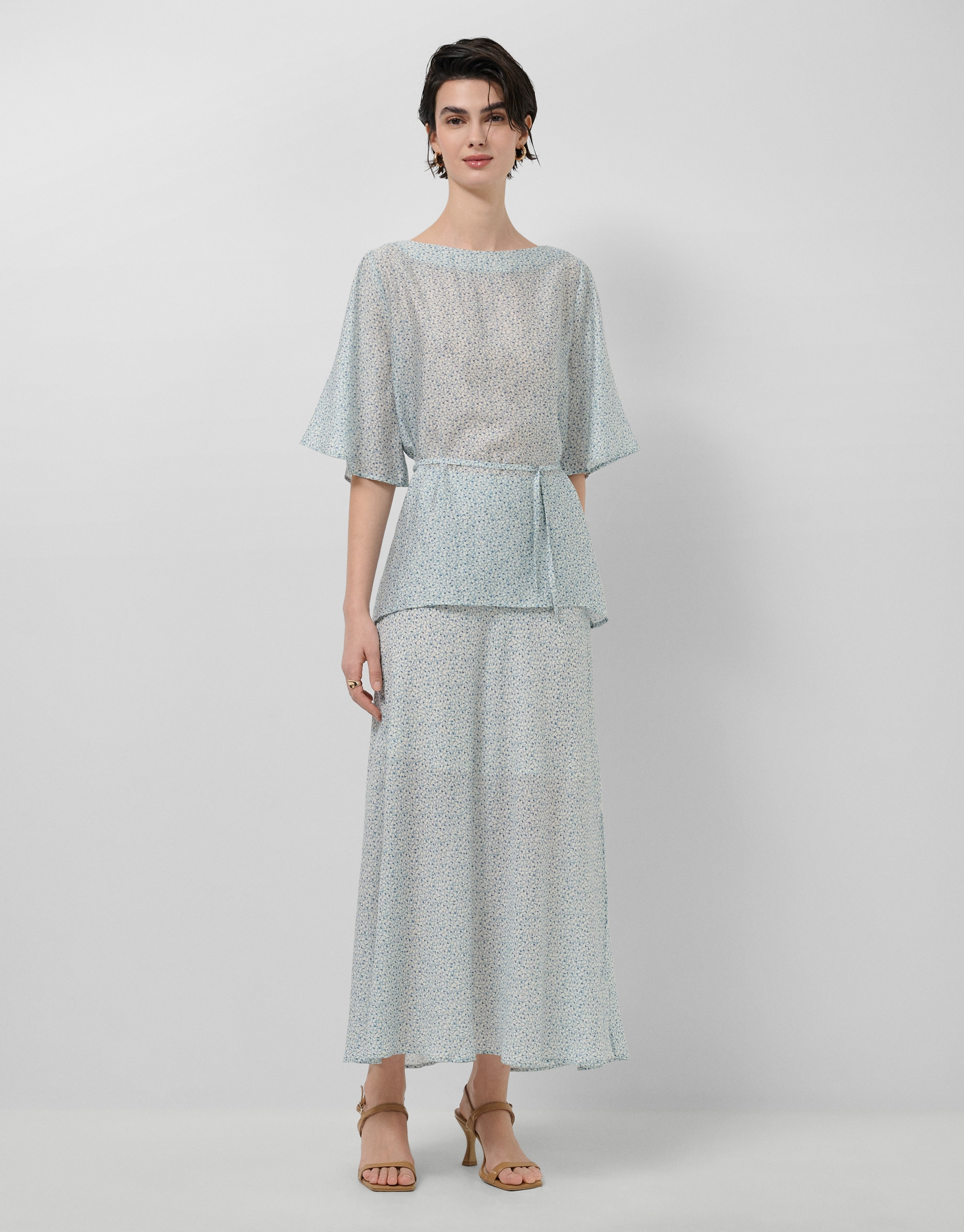 Blusón en crepe estampado tonos azules - Mujer | Roberto Verino