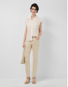Ecru sleeveless blouse with pockets - Woman | Roberto Verino