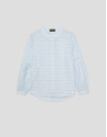 Beige and blue striped puff sleeve blouse | Roberto Verino