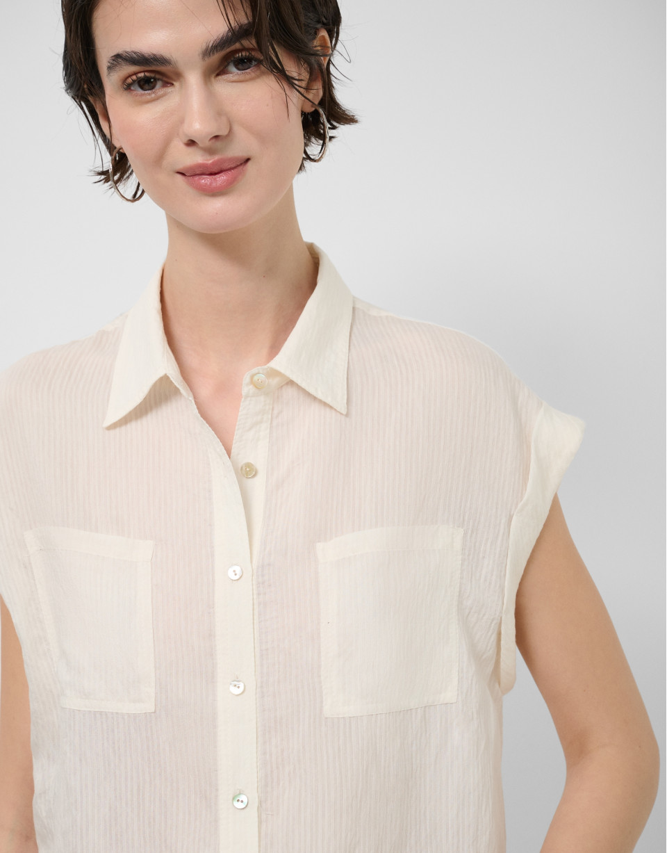 Blusa sin mangas y con bolsillos crudo - Mujer | Roberto Verino
