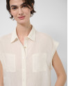 Ecru sleeveless blouse with pockets - Woman | Roberto Verino