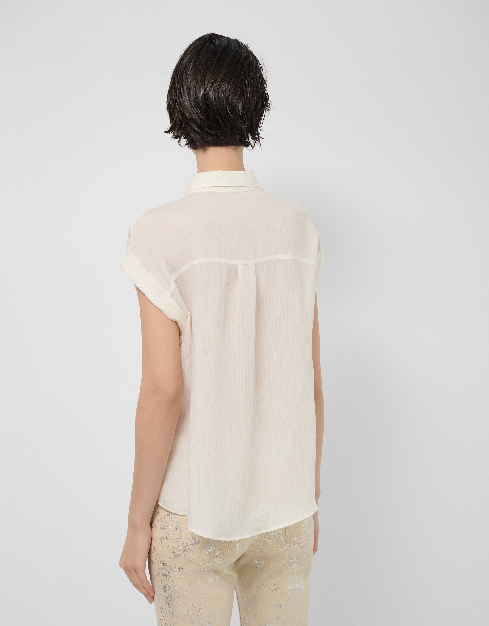 Blusa sin mangas y con bolsillos crudo - Mujer | Roberto Verino