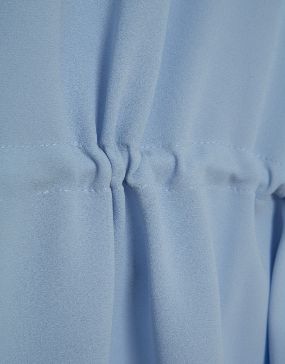 Blusa manga volante con cintura fruncida azul... | Roberto Verino