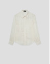 Blusa manga larga remangada rayas beige y crudo | Roberto Verino