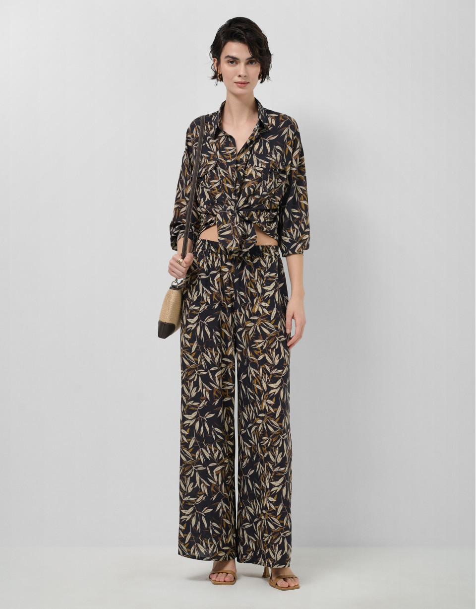 Blusa oversize crepé estampado hojas tonos ... | Roberto Verino