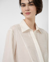Blusa manga larga remangada rayas beige y crudo | Roberto Verino