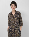 Oversized blouse in brown leaf print crepe | Roberto Verino
