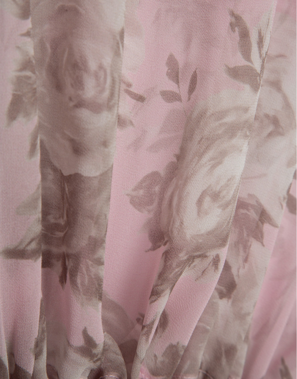Blusón manga volante gasa estampado floral rosa | Roberto Verino
