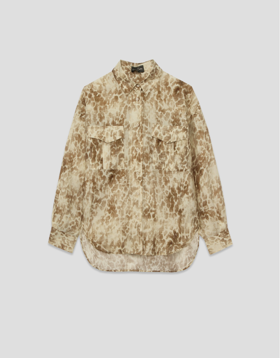 Blusa oversize crepé estampado tonos beige | Roberto Verino
