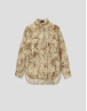Blusa oversize crepé estampado tonos beige | Roberto Verino