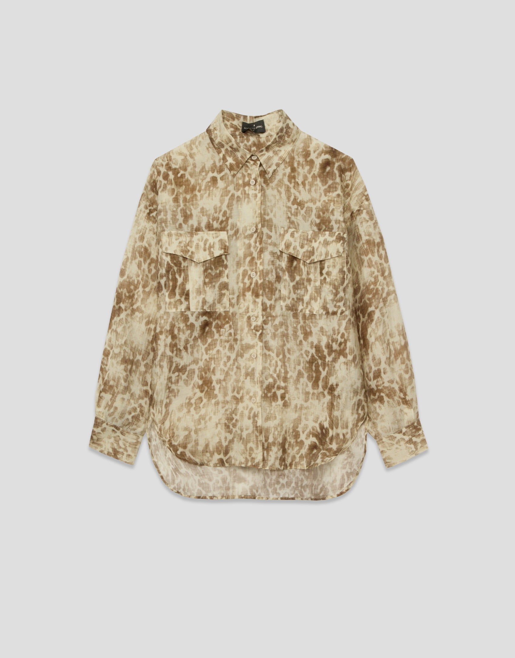 Blusa oversize crepé estampado tonos beige | Roberto Verino