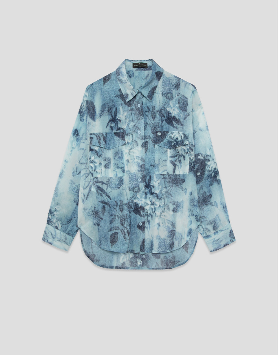Blusa oversize crepé estampado floral tonos ... | Roberto Verino