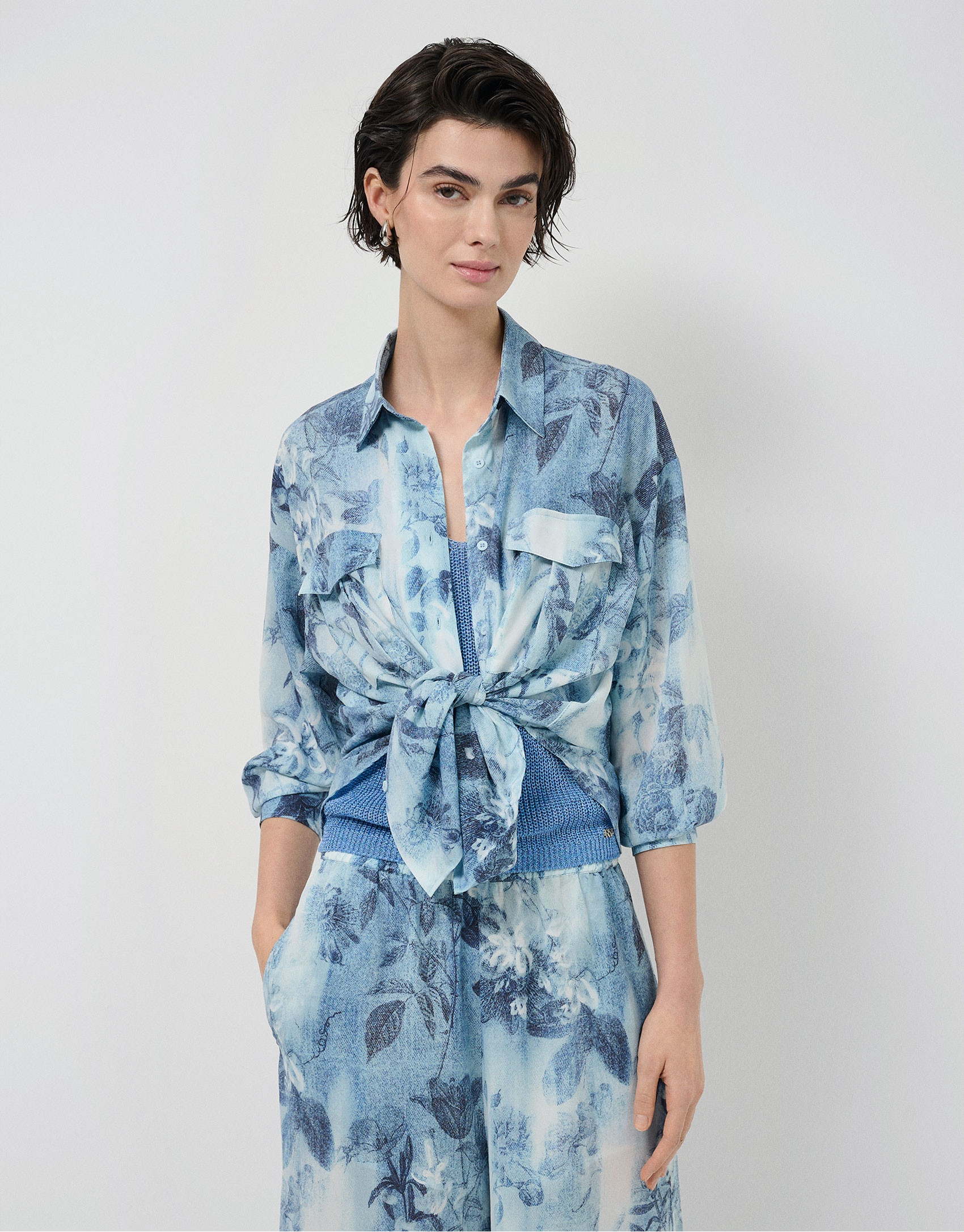 Blusa oversize crepé estampado floral tonos ... | Roberto Verino