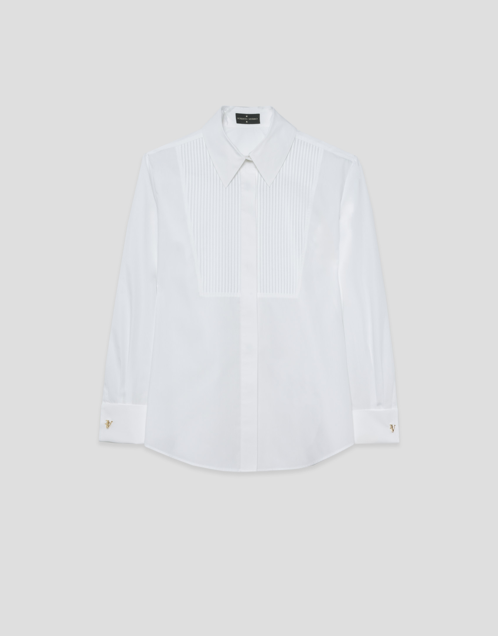 Camisa de vestir algodón blanco con jaretas | Roberto Verino