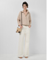 Oversized camel shirt with lace trim - Woman | Roberto Verino