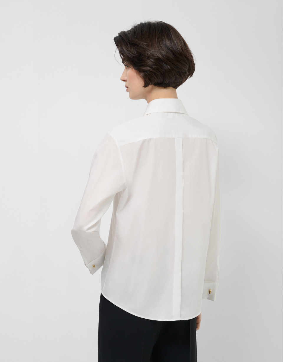 White cotton dress shirt with smocking - Woman | Roberto Verino
