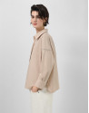 Oversized camel shirt with lace trim - Woman | Roberto Verino