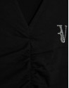 Camiseta manga corta negra con drapeado - Mujer | Roberto Verino