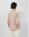 Oversized camel shirt with lace trim - Woman | Roberto Verino