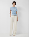 Camiseta manga corta tul azul claro - Mujer | Roberto Verino
