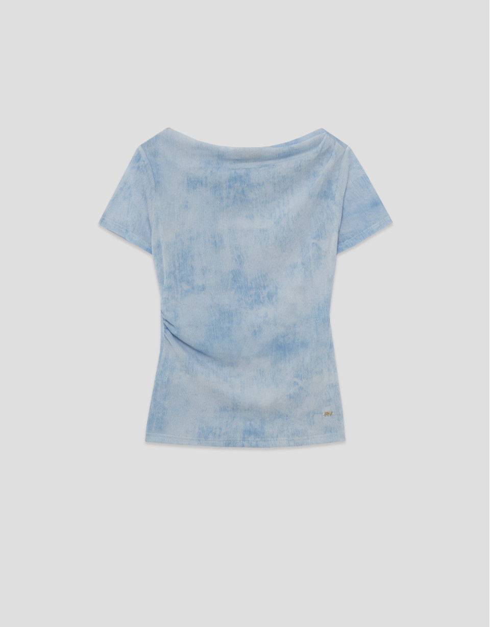 Camiseta manga corta tul azul claro - Mujer | Roberto Verino