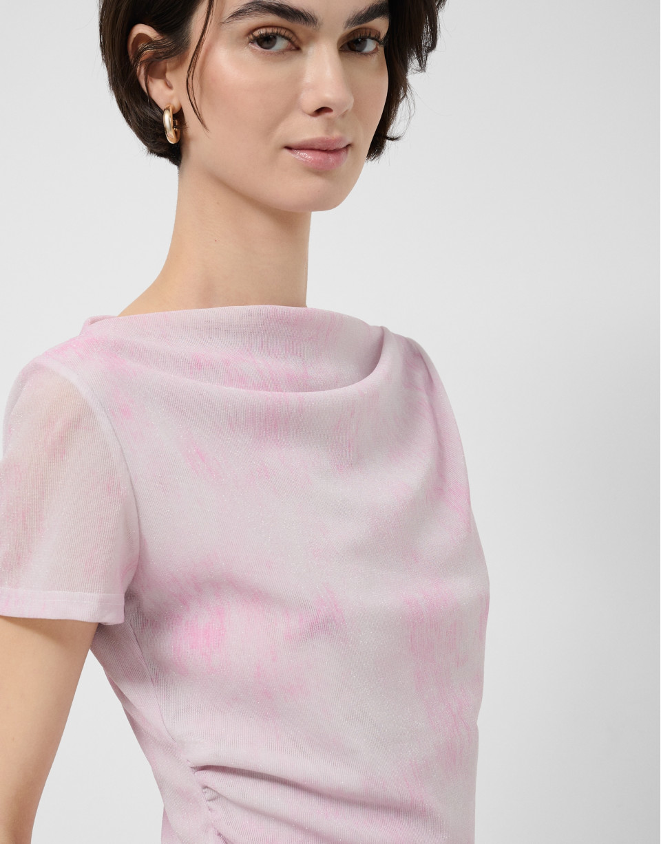 Camiseta manga corta tul rosa - Mujer - PV2026 | Roberto Verino