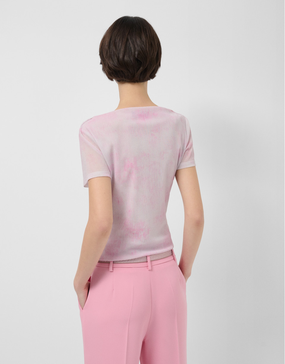 Camiseta manga corta tul rosa - Mujer - PV2026 | Roberto Verino