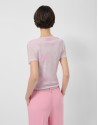 Pink tulle short-sleeved T-shirt - Woman | Roberto Verino