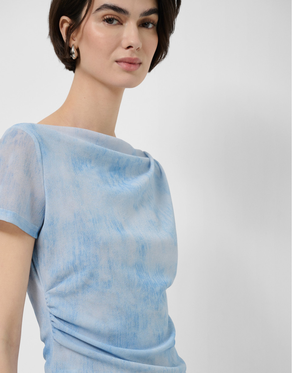 Camiseta manga corta tul azul claro - Mujer | Roberto Verino