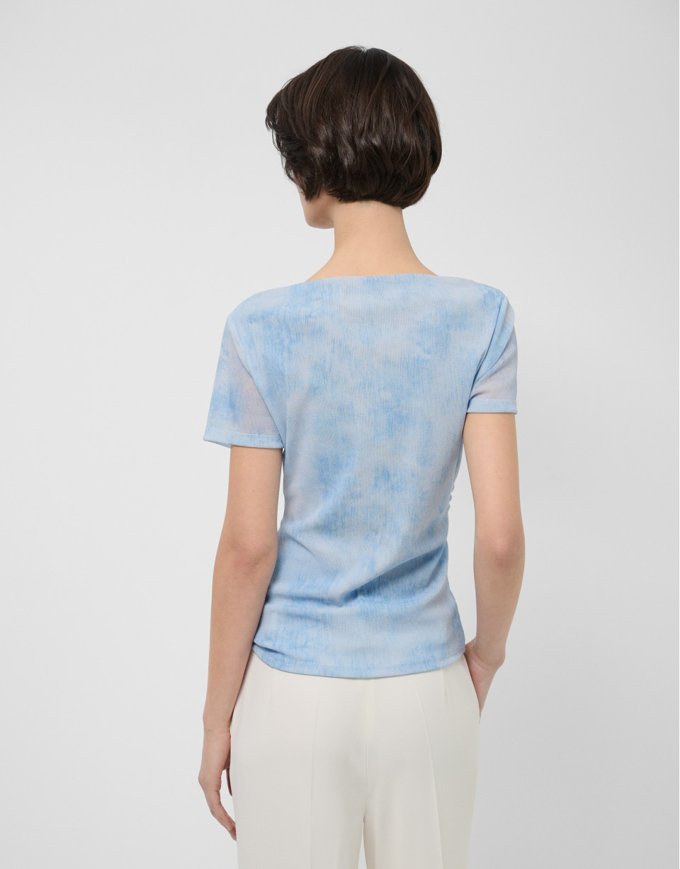 Camiseta manga corta tul azul claro - Mujer | Roberto Verino