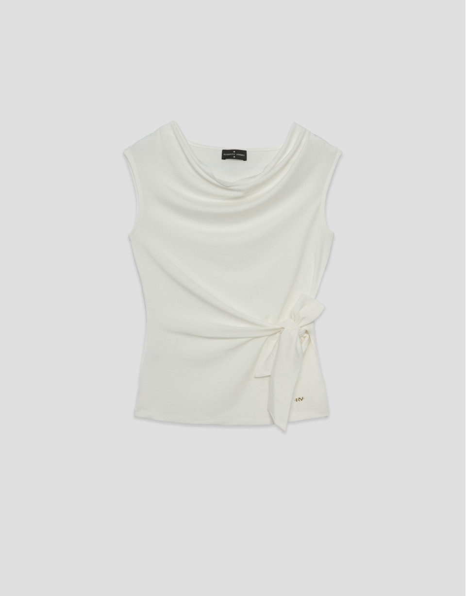 Camiseta sin mangas punto cortado crudo - Mujer | Roberto Verino