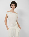 Ecru cut-out knit sleeveless T-shirt - Woman | Roberto Verino