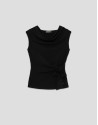 Camiseta sin mangas punto cortado negro - Mujer | Roberto Verino