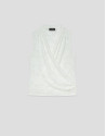 White devoré knit crossover sleeveless T-shirt | Roberto Verino
