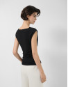 Camiseta sin mangas punto cortado negro - Mujer | Roberto Verino