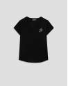 Camiseta cuello pico punto algodón ligero negro | Roberto Verino