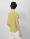 Camiseta cuello pico punto algodón ligero verde | Roberto Verino