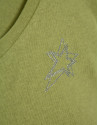 Lightweight cotton V-neck T-shirt in green | Roberto Verino