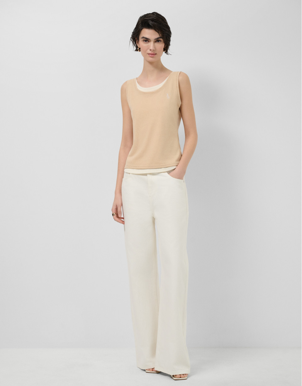 Tank top cámel y beige - Mujer - PV2026 | Roberto Verino